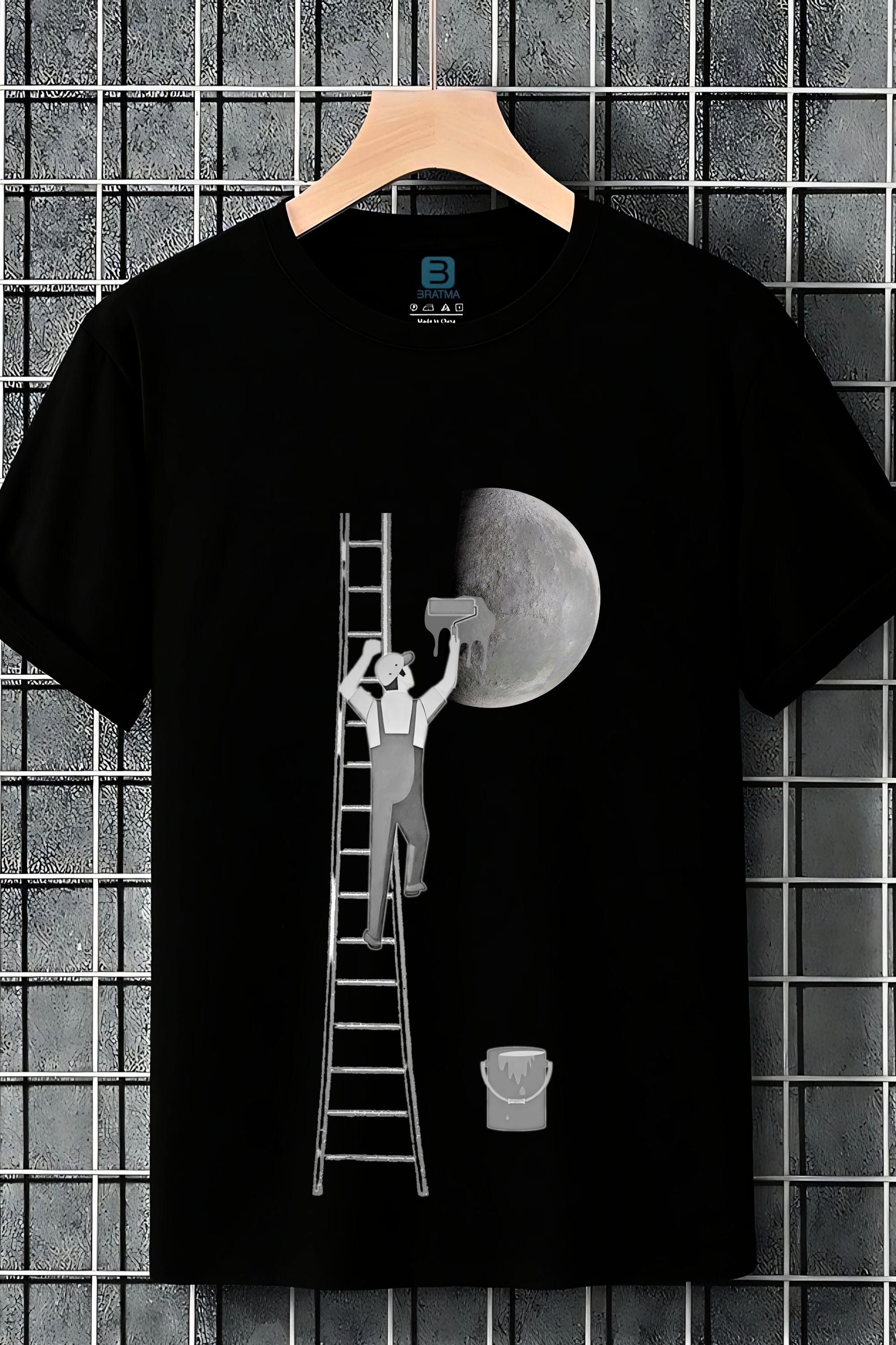 MOON PAINT GRAPHICS BLACK OVERSIZE T-SHIRT FOR MEN & WOMEN