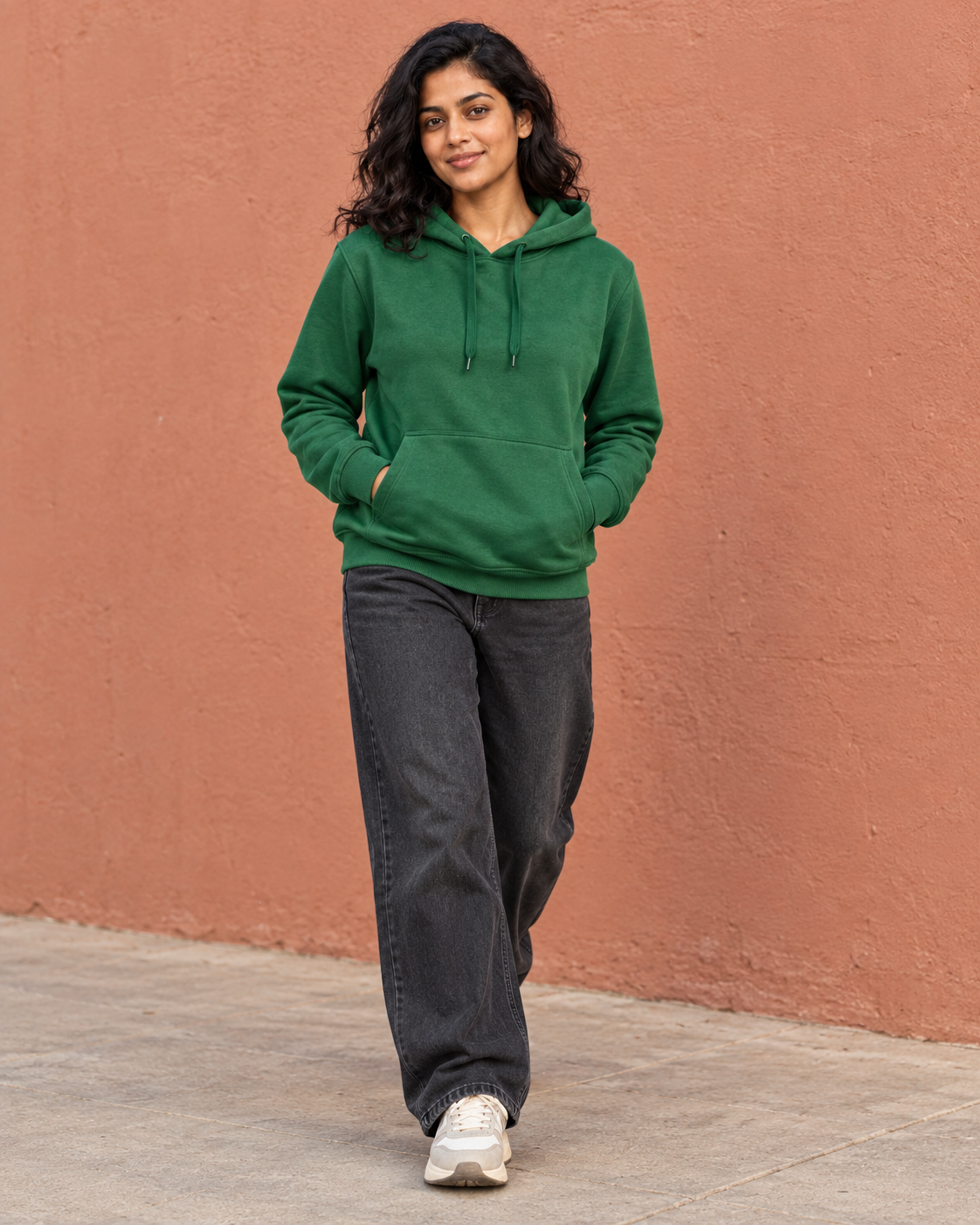 BRATMA Unisex Adult Solid Bottle Green Hooded Sweatshirt | Cotton Blend Fleece | Regular Fit | Long Sleeves | Front Pocket | Bottle Green