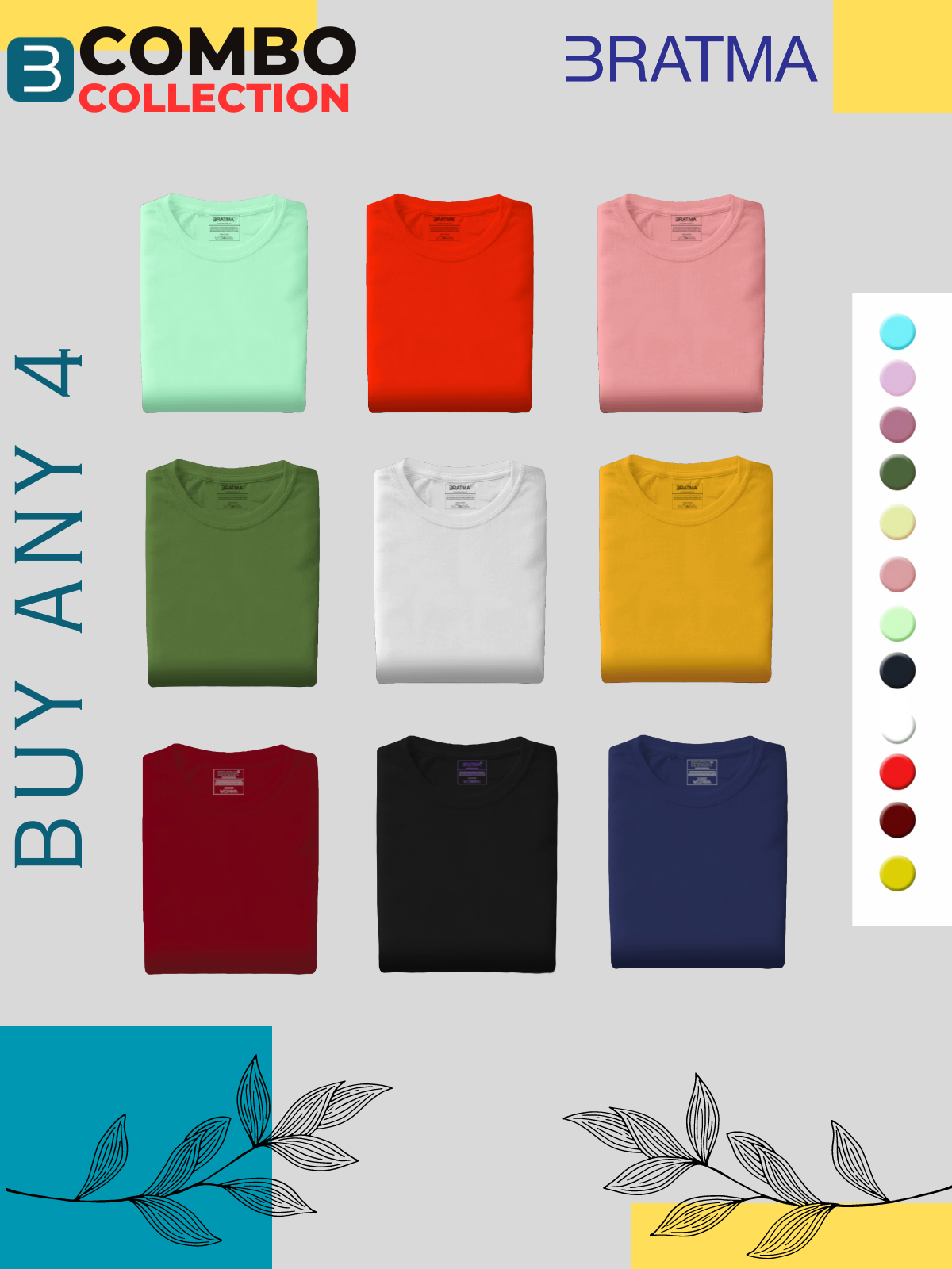 Pick Any 4 - Plain T-shirt Combo