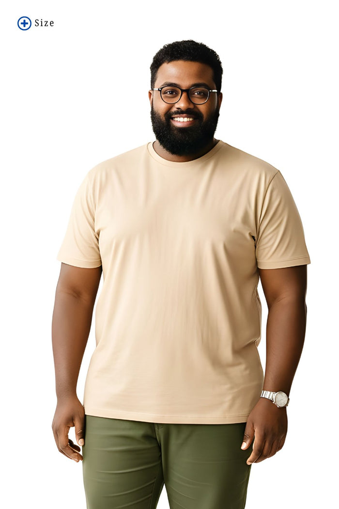 BRATMA Men's plus size t-shirt Beige