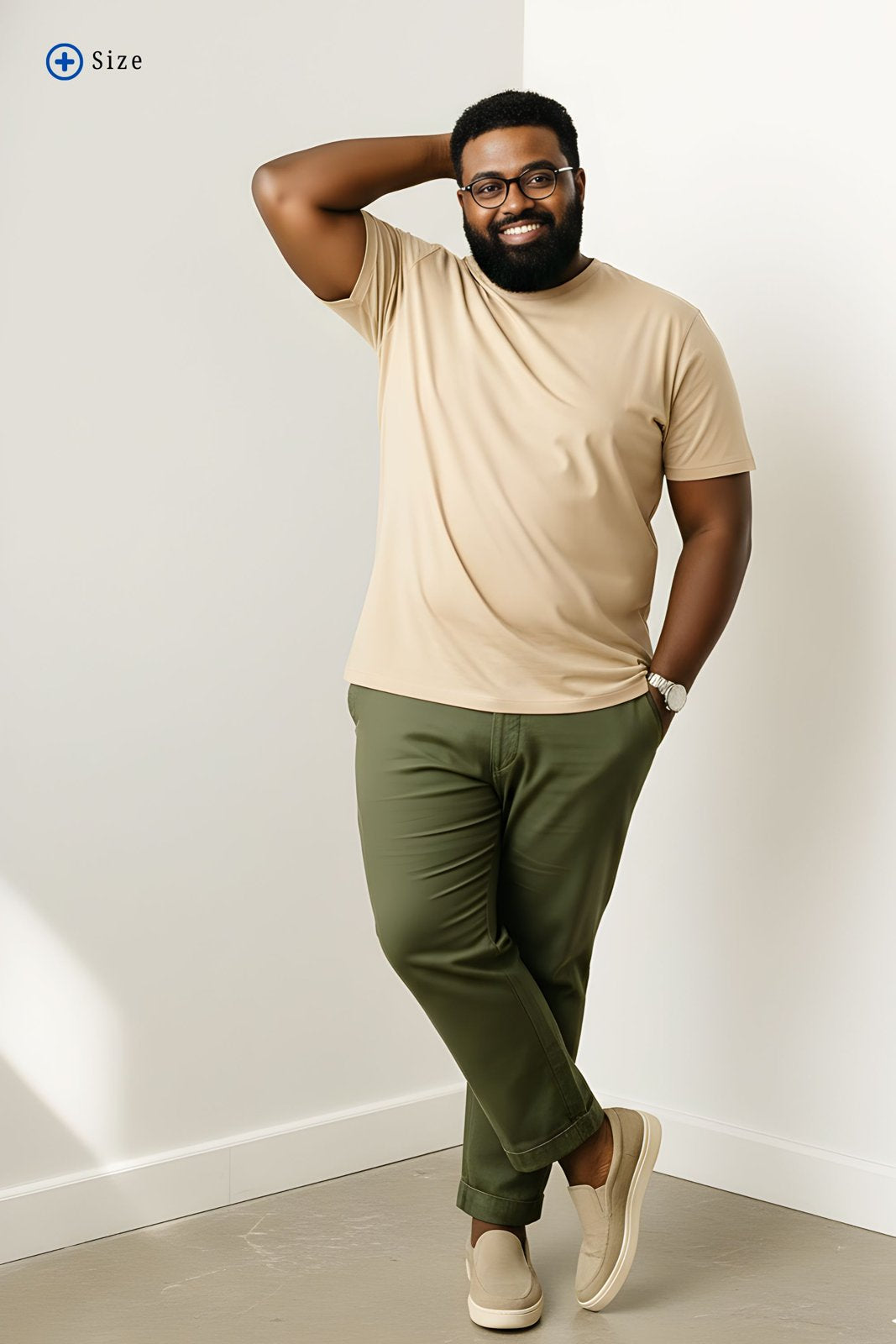 BRATMA Men's plus size t-shirt Beige
