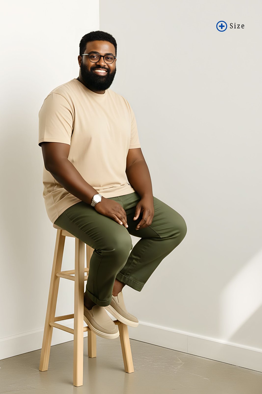 BRATMA Men's plus size t-shirt Beige