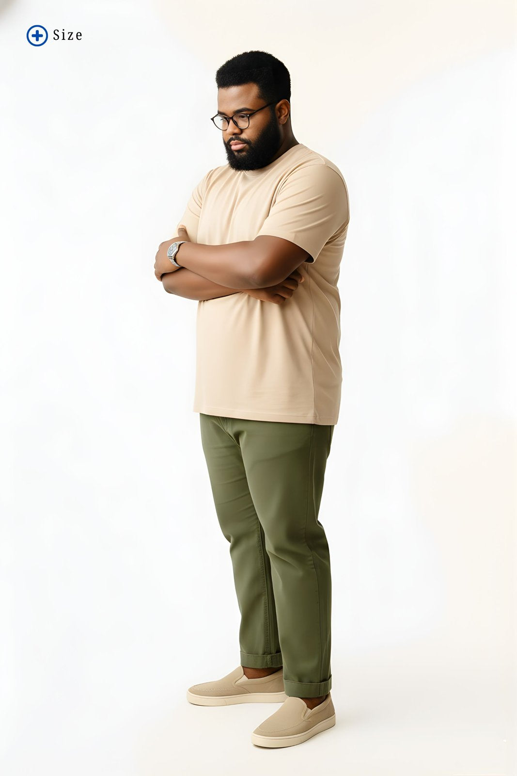 BRATMA Men's plus size t-shirt Beige