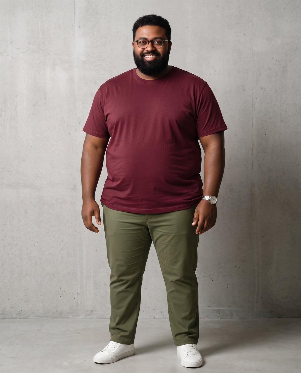 BRATMA Men's plus size t-shirt Maroon