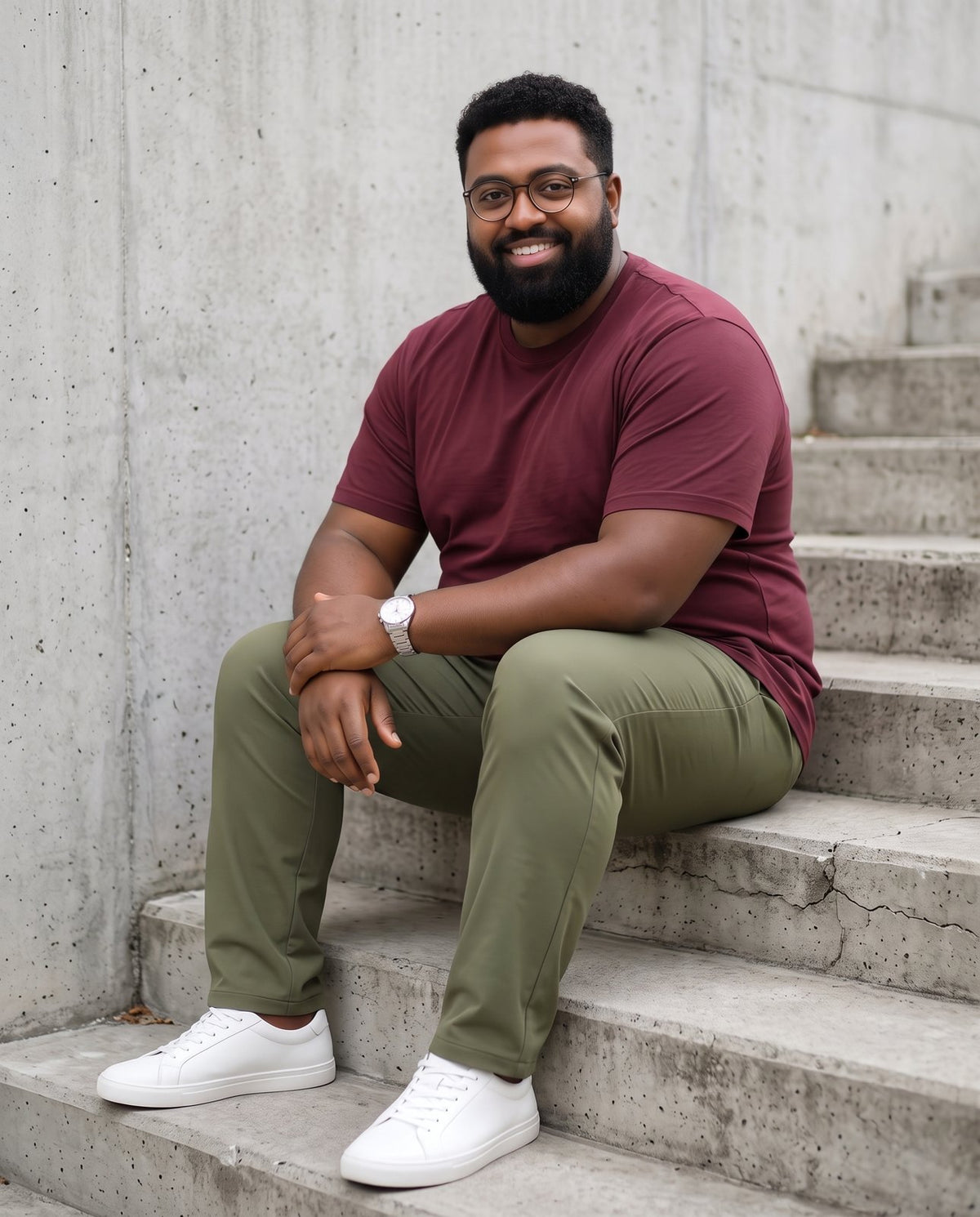 BRATMA Men's plus size t-shirt Maroon