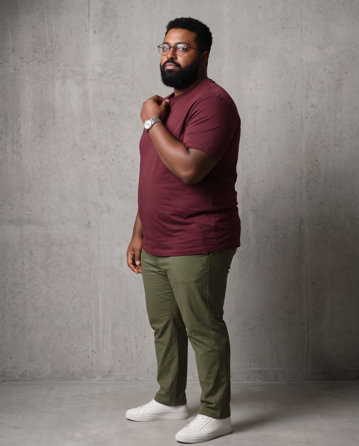 BRATMA Men's plus size t-shirt Maroon