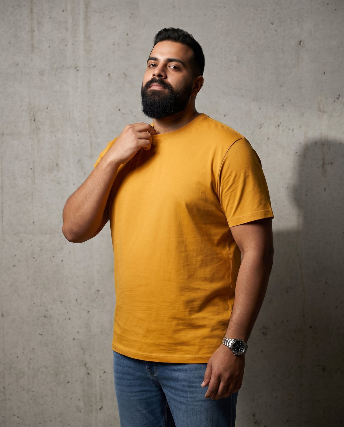 BRATMA Men's plus size t-shirt Mustard
