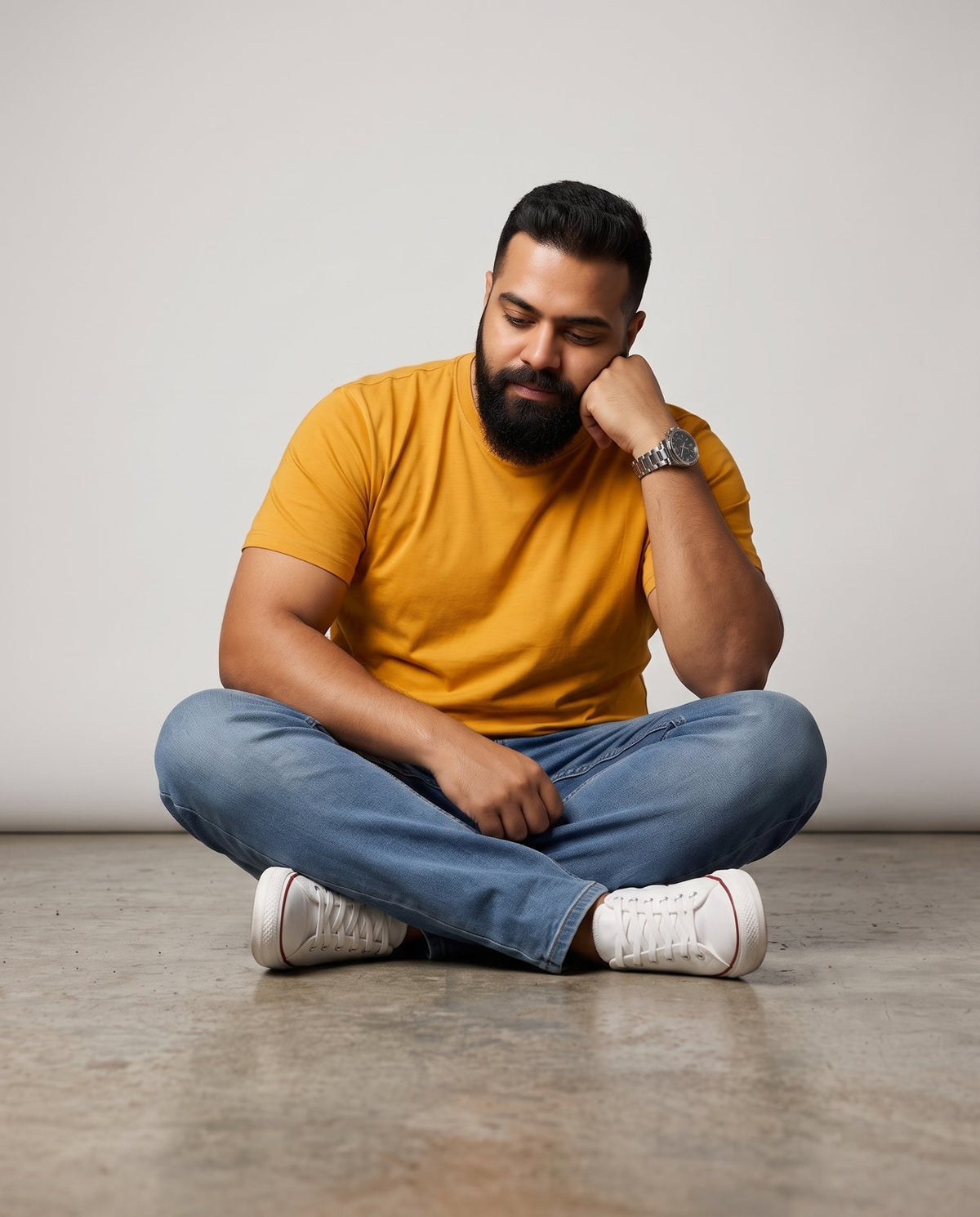 BRATMA Men's plus size t-shirt Mustard