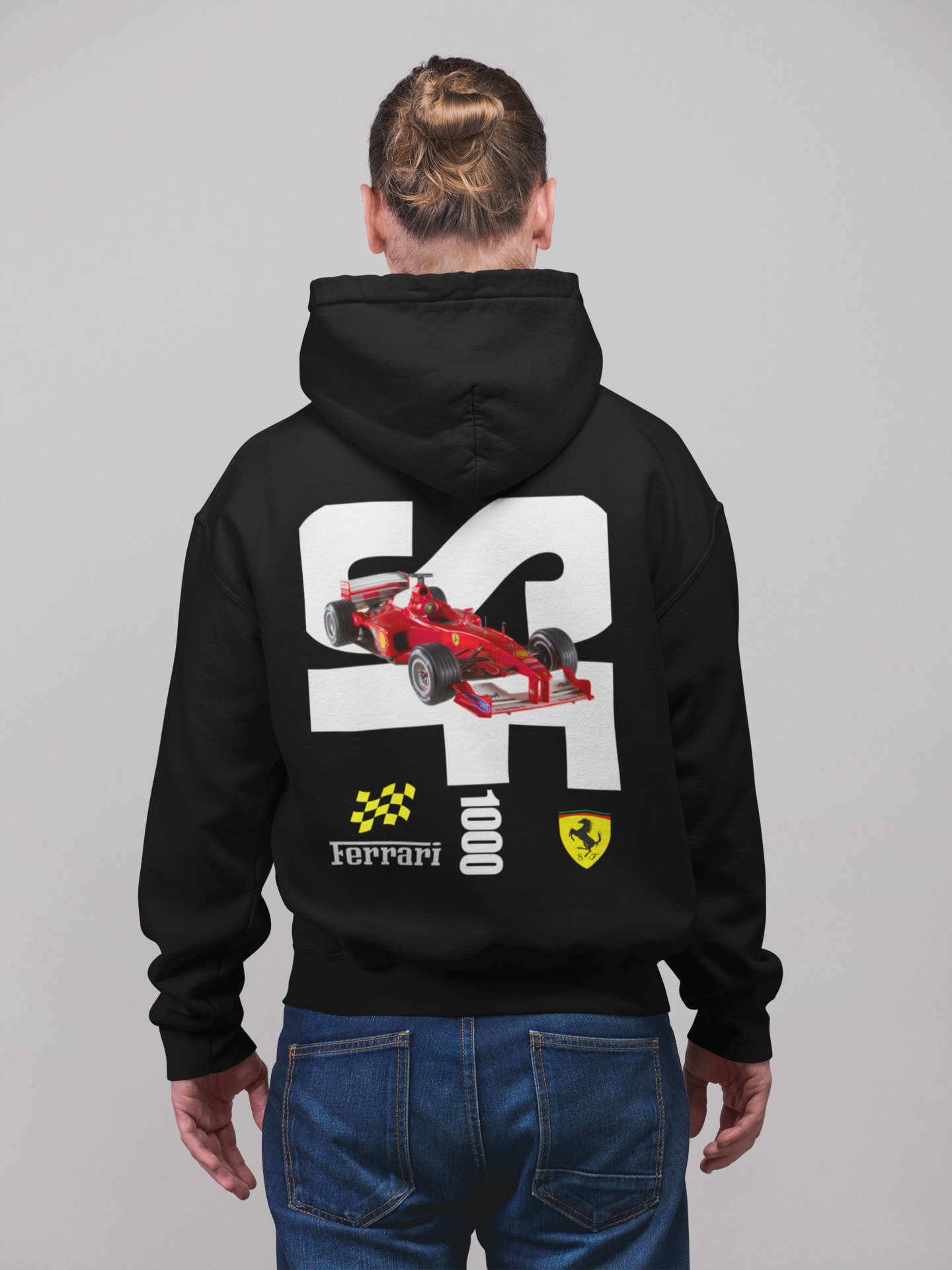 FERRARI 1000 GRAPHIC PRINTED HOODIE BLACK