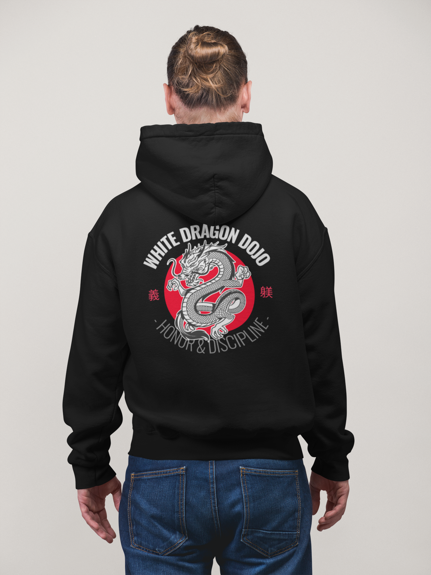 DRAGON DOJO FRONT BACK PRINTED BLACK HOODIE FOR UNISEX