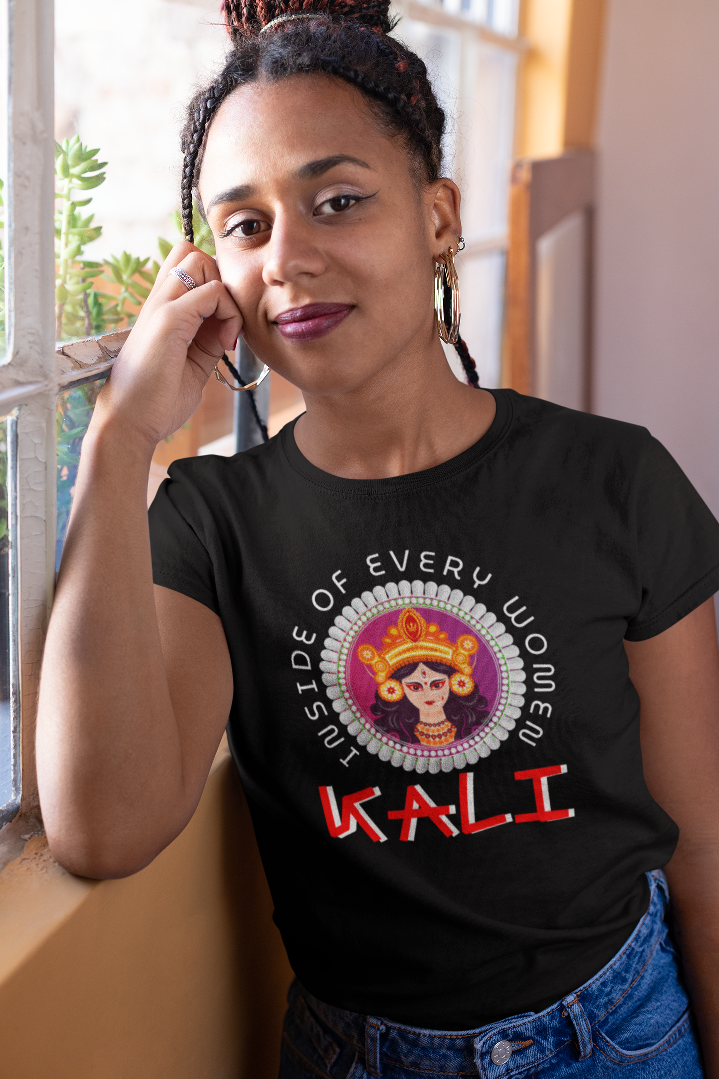 "GODDESS KALI" PRINTED BLACK TSHIRT FOR WOMEN