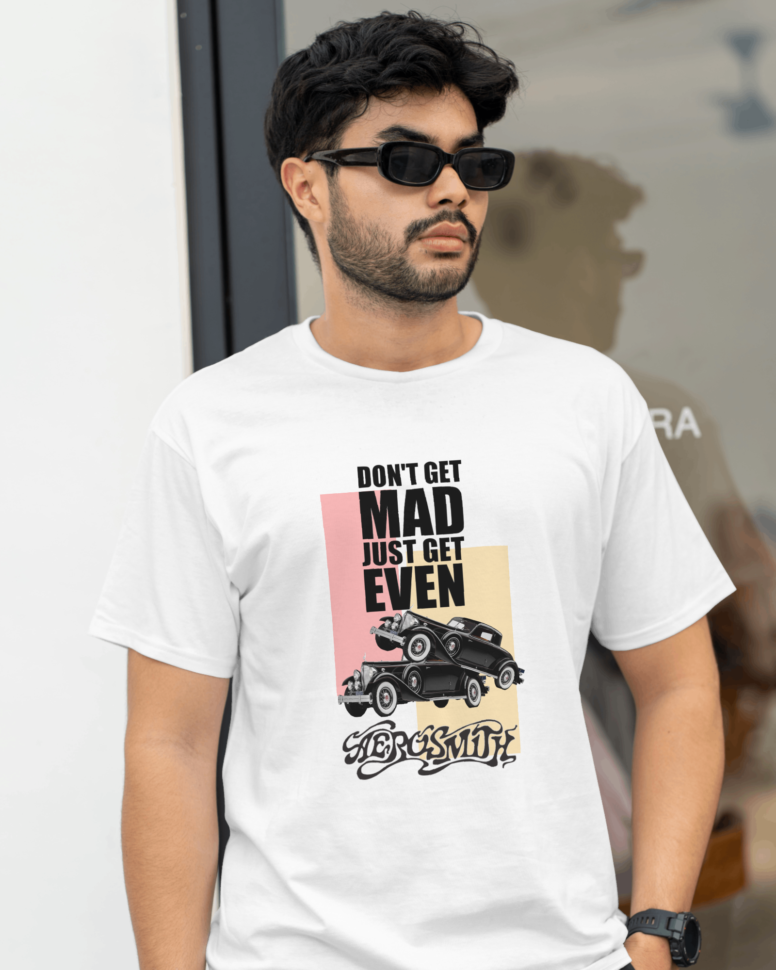 Cotton Regular Fit Aerosmith Printed T-Shirt| "Don't Get Mad"