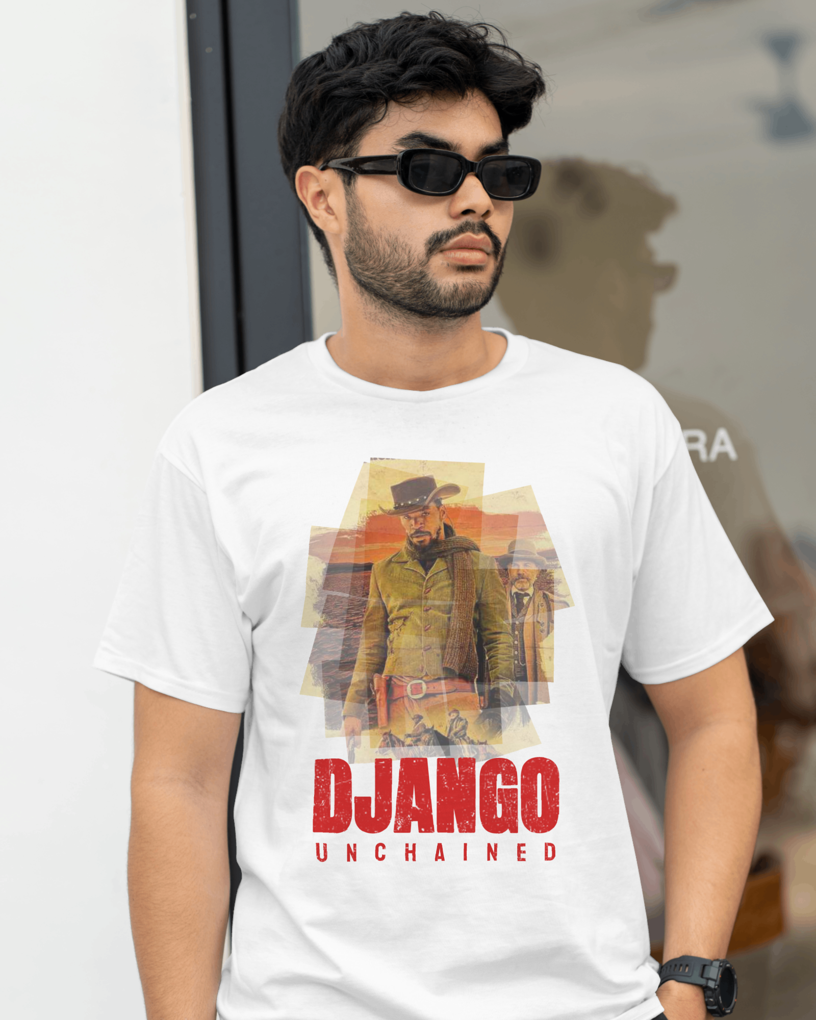 DJANGO UNCHAINED Poster Printed Tshirt | WHITE COLOR