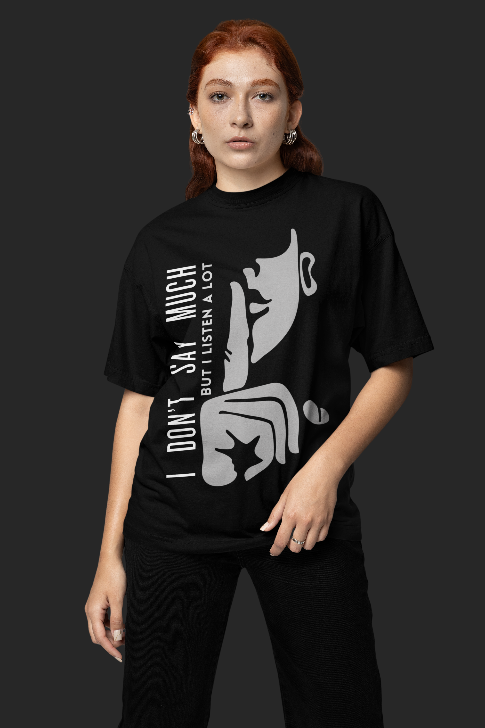 OVERSIZE BLACK GRAPHICS T-SHIRT FOR UNISEX