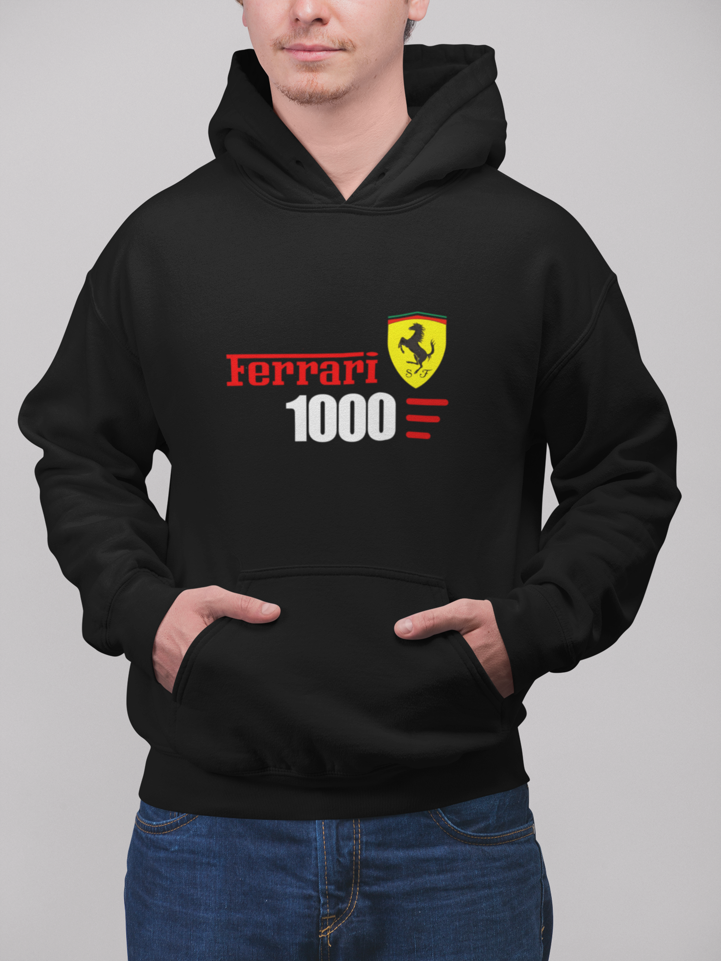 FERRARI 1000 GRAPHIC PRINTED HOODIE BLACK