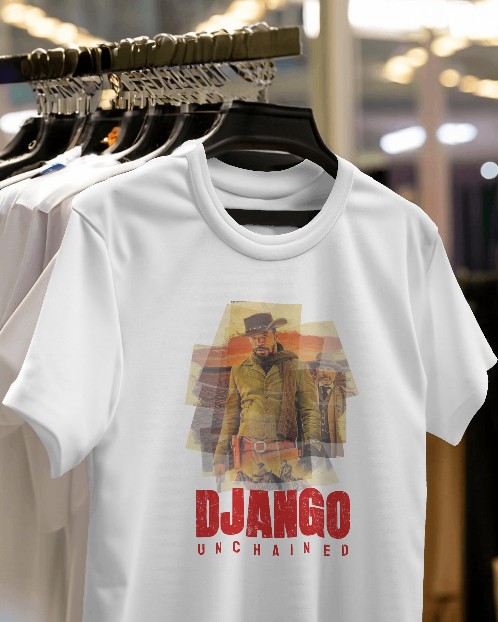 DJANGO UNCHAINED Poster Printed Tshirt | WHITE COLOR