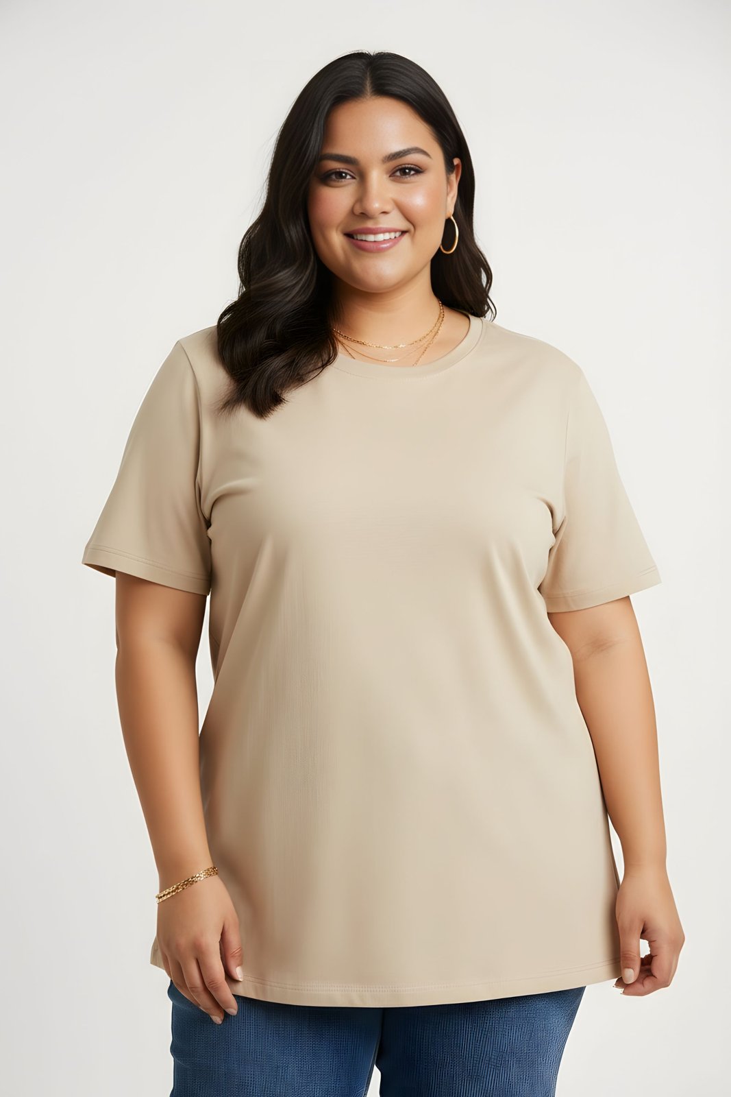 BRATMA Women's plus size t-shirt Beige