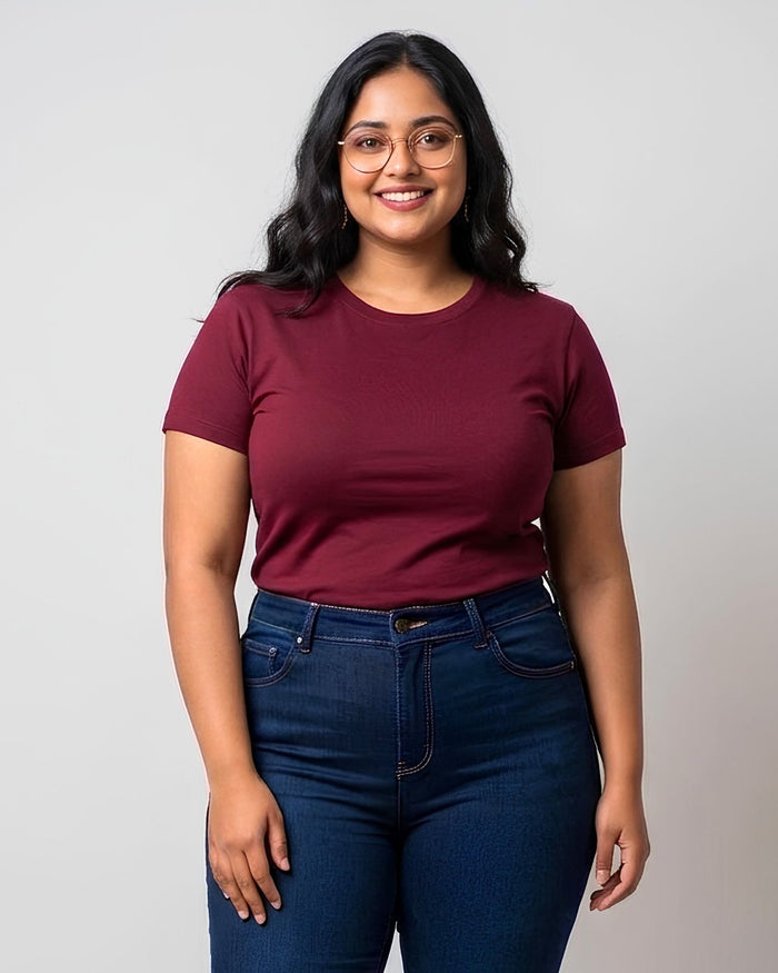 BRATMA Women's plus size t-shirt Maroon