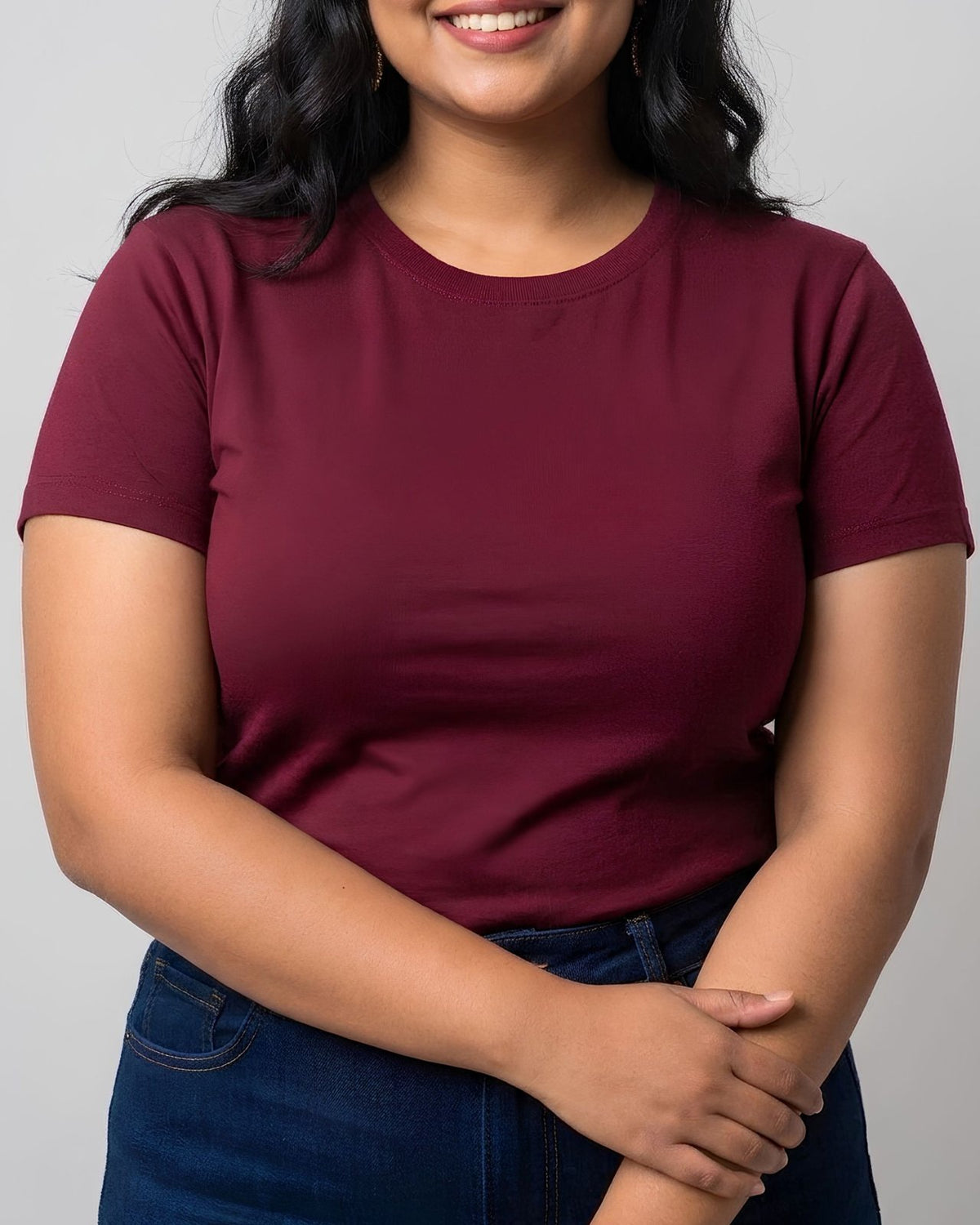 BRATMA Women's plus size t-shirt Maroon