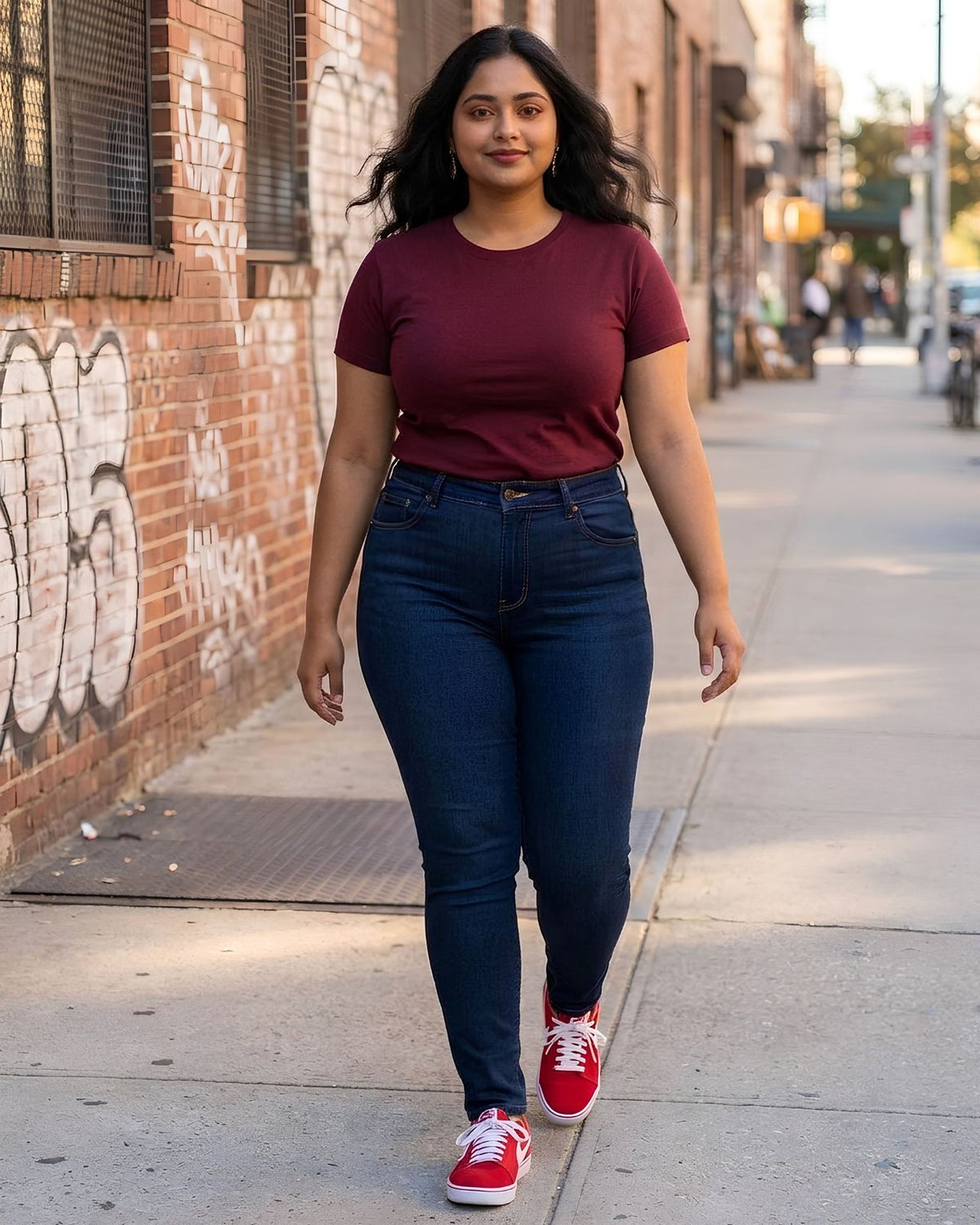 BRATMA Women's plus size t-shirt Maroon