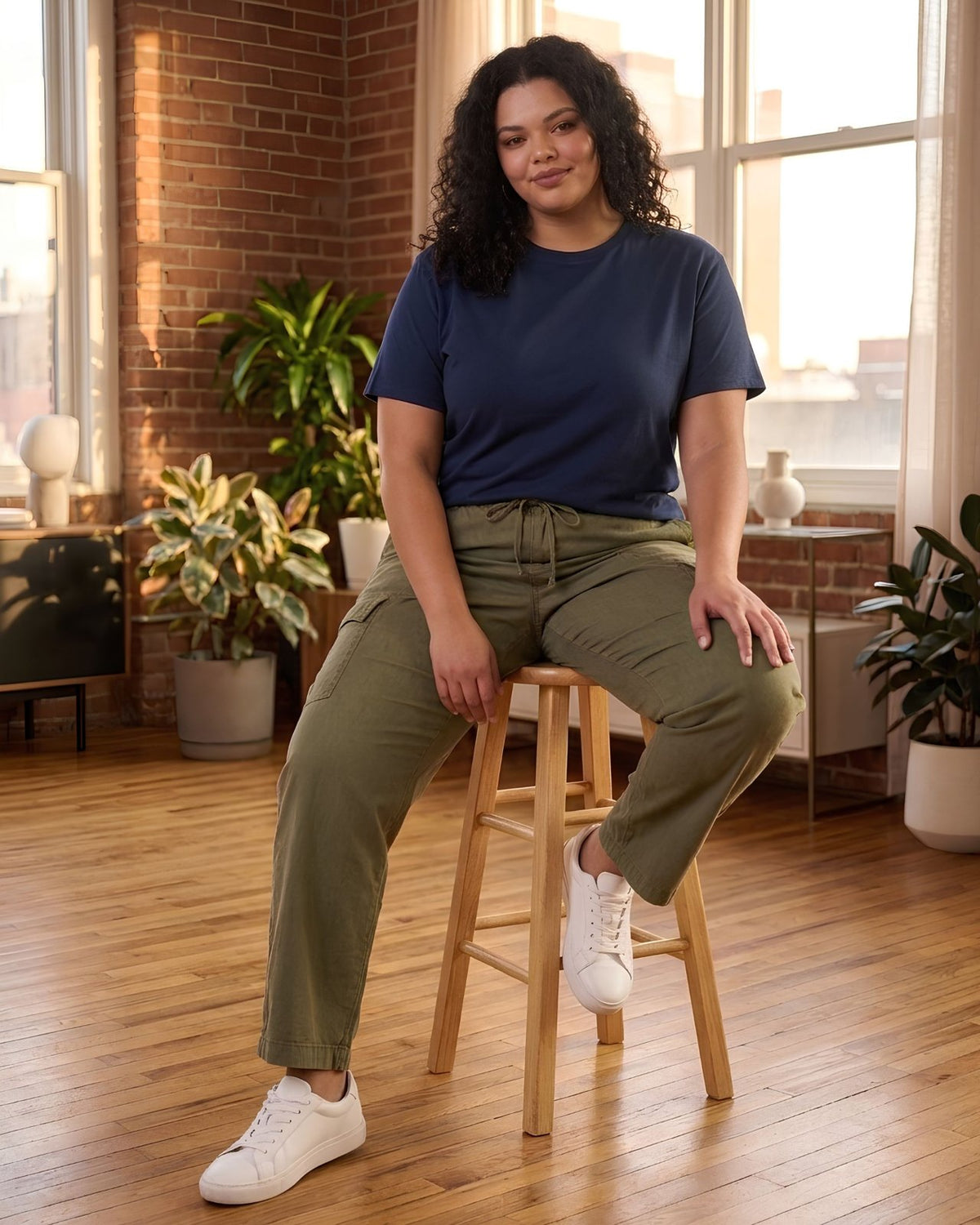 BRATMA Women's plus size t-shirt Navy Blue