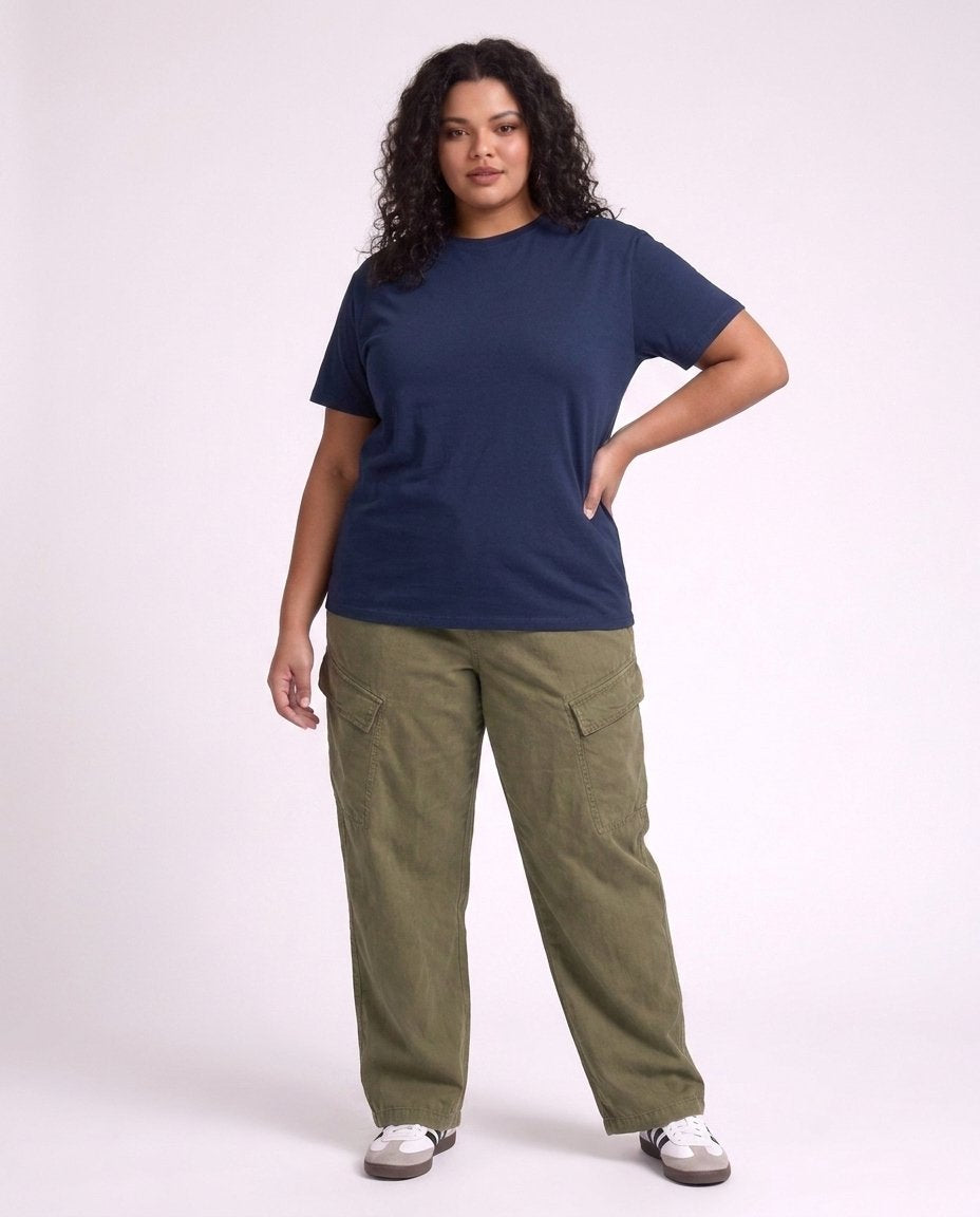 BRATMA Women's plus size t-shirt Navy Blue