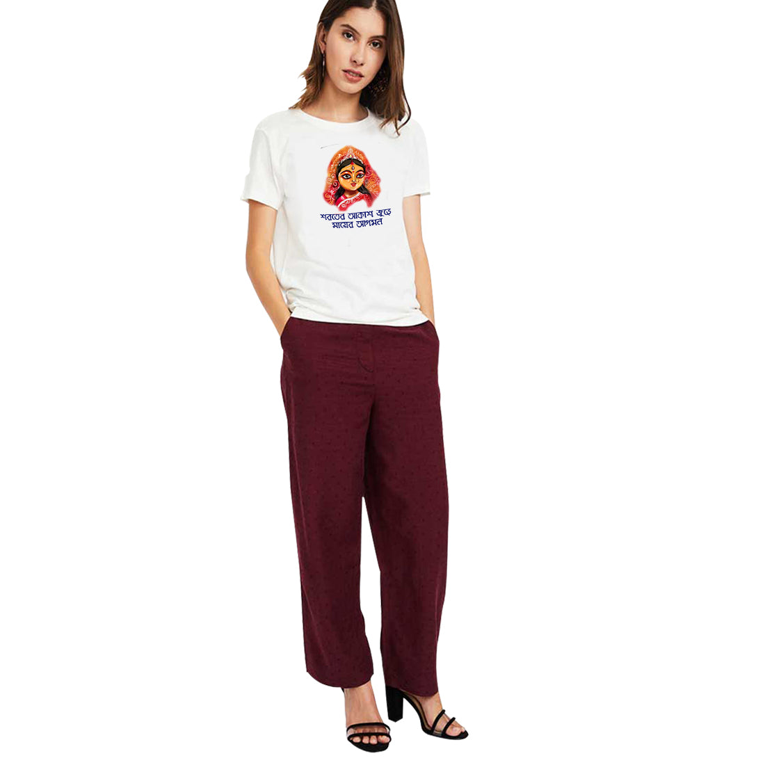 Durga puja Celebration Customized T-Shirt for Women