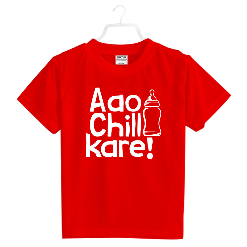 Aao Chill Kare Printed Boys T-Shirt