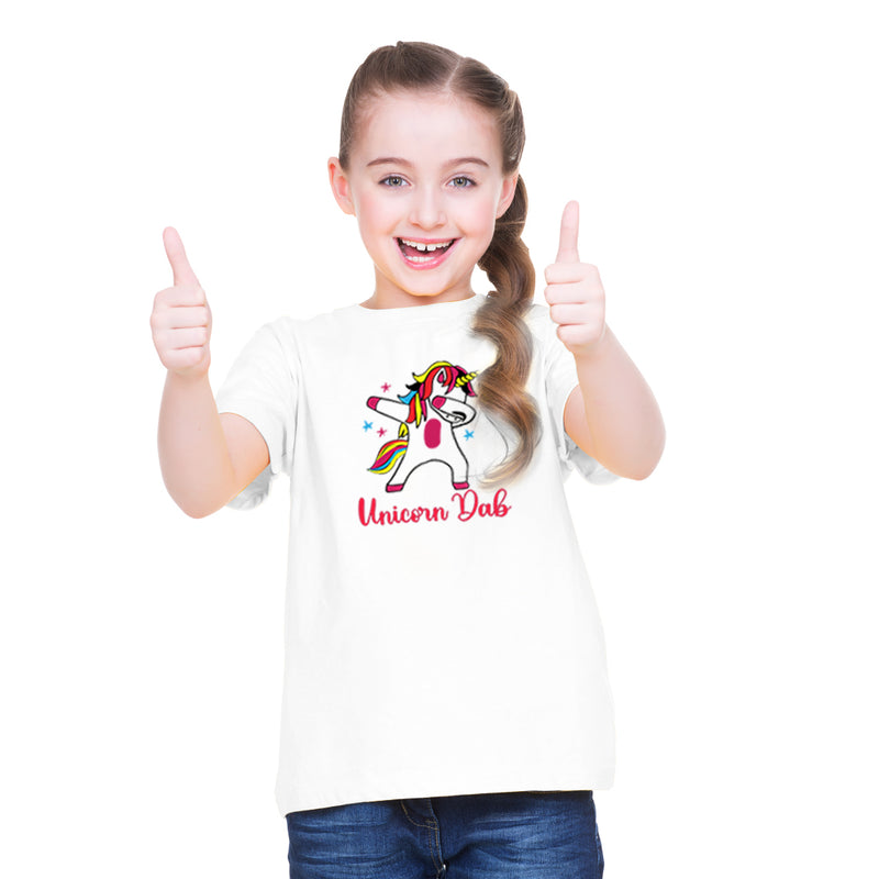 Unicorn Dab Printed Girls T-Shirt