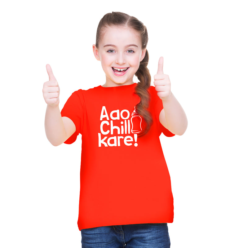 Aao Chill Kare Printed Girls T-Shirt