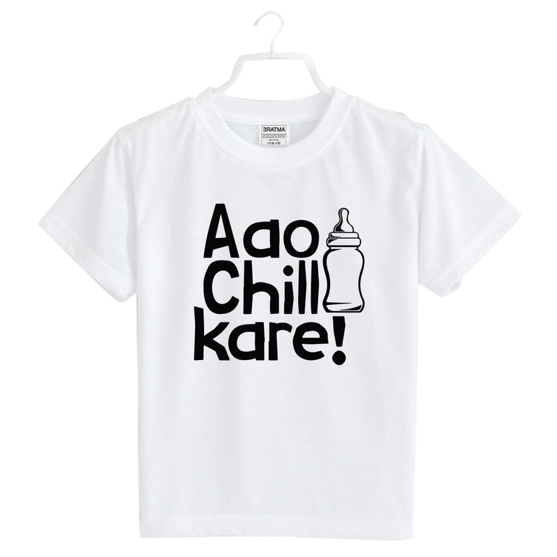 Aao Chill Kare Printed Girls T-Shirt