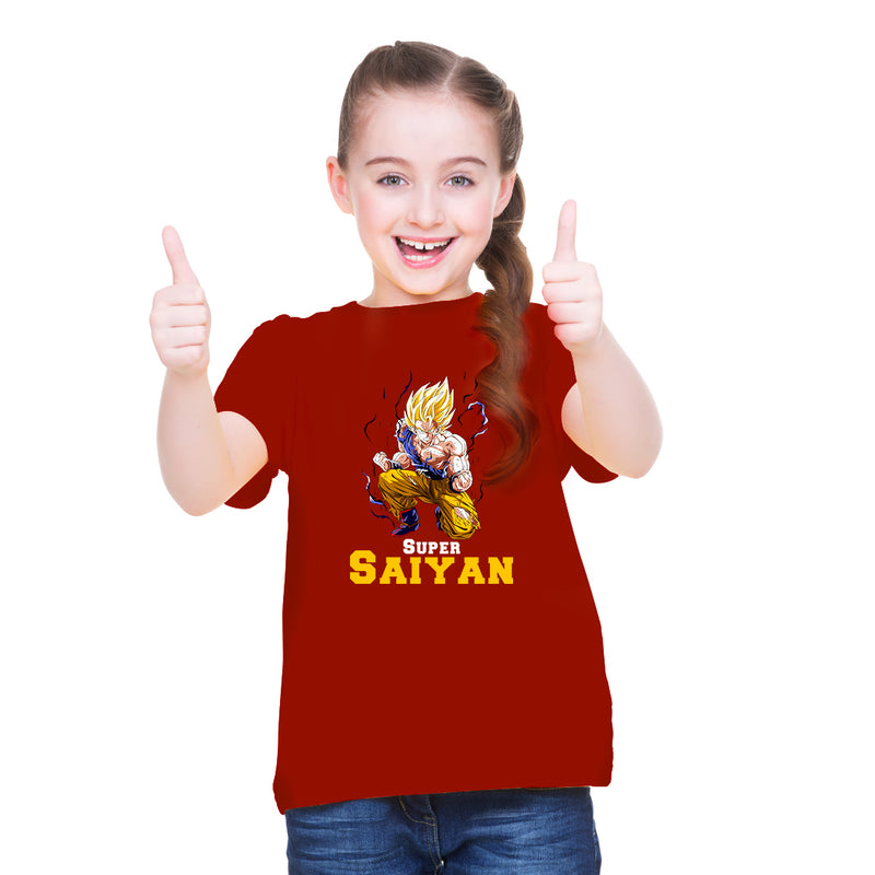 Super Saiyan Printed Girls T-Shirt