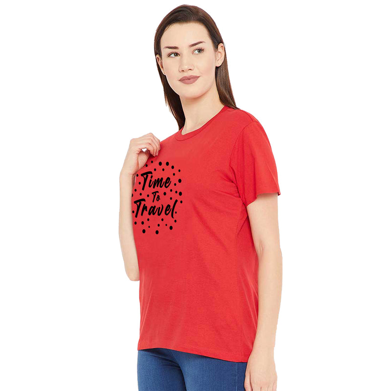 Time To Travel Printed Women T-Shirt
