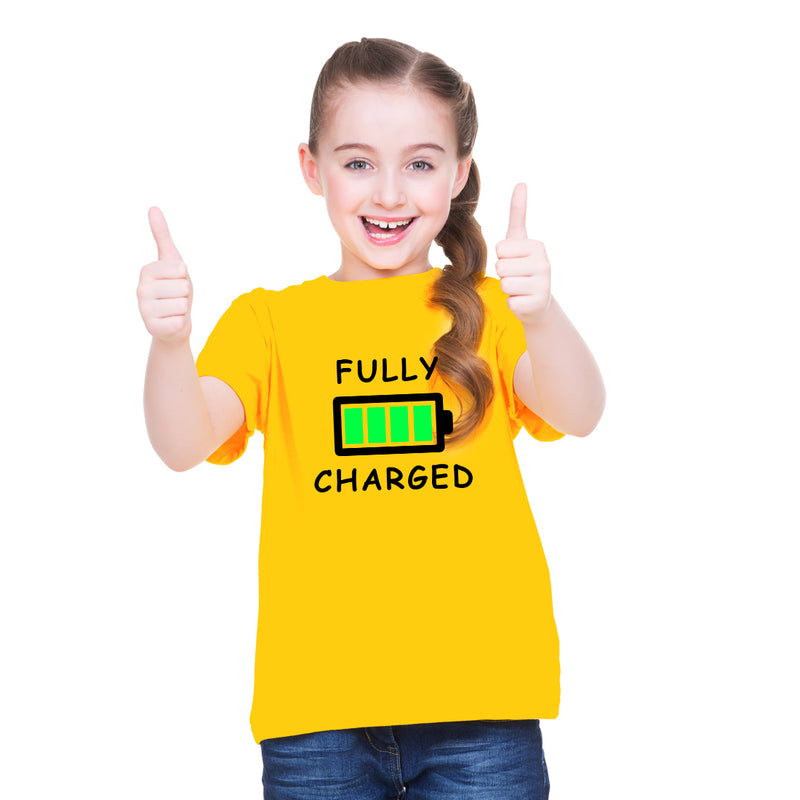 Fully Charged  printed Girl Half Sleeves T-Shirt