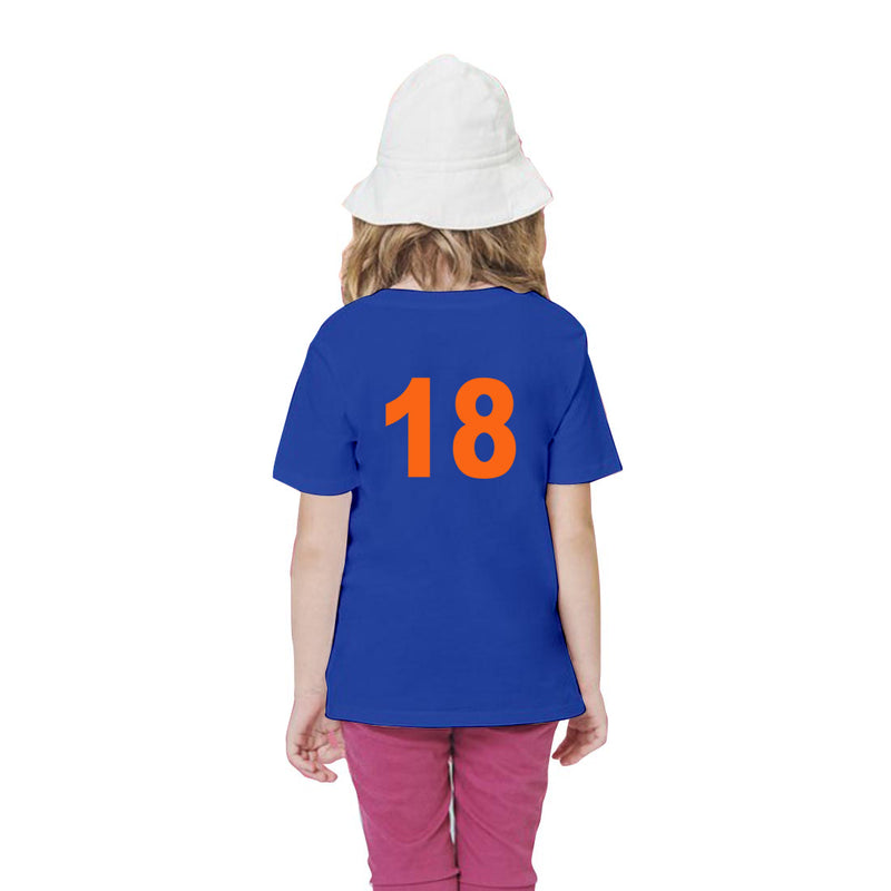 India & Jersey Number Printed Girls T-Shirt