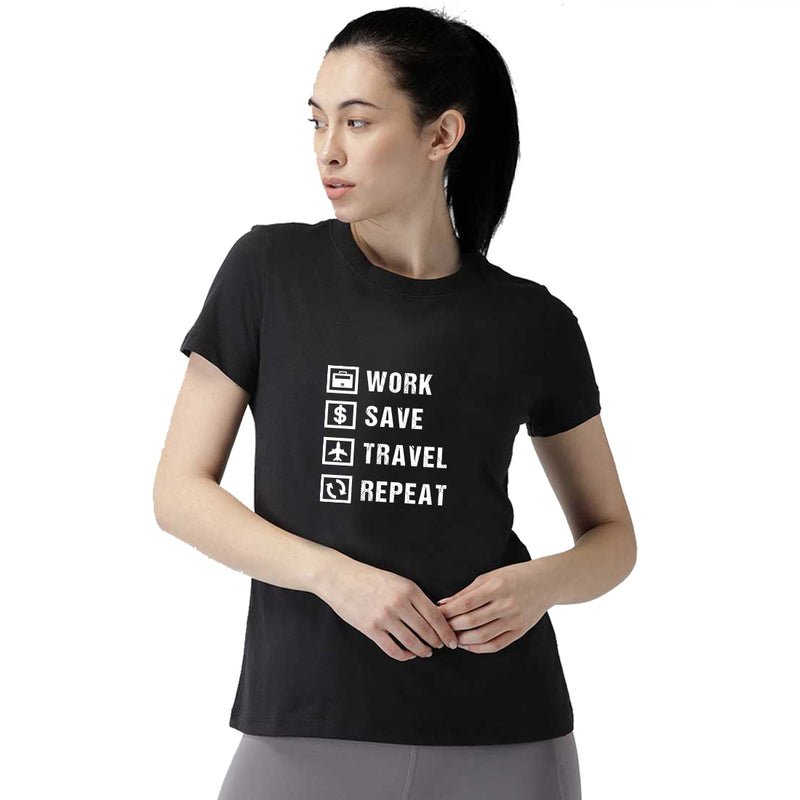 Work Save Travel Printed Women T-Shirt