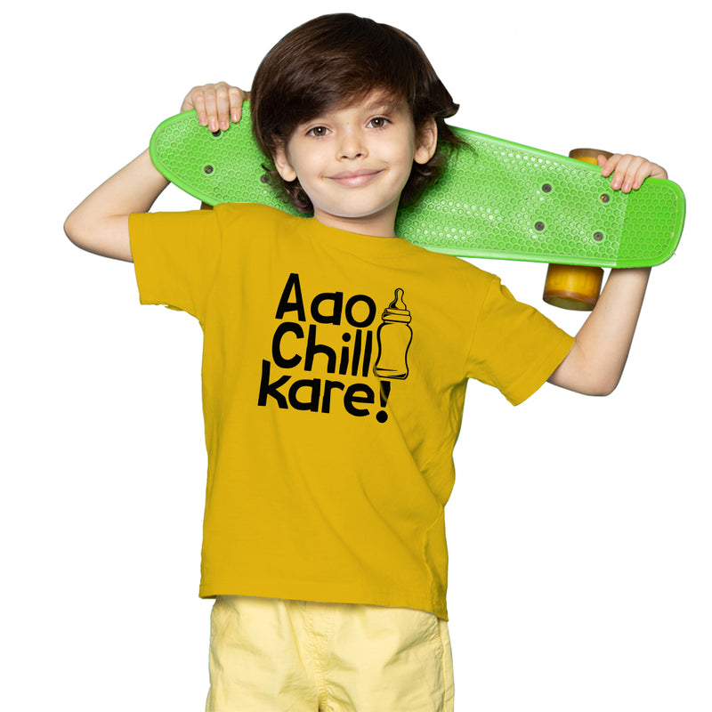 Aao Chill Kare Printed Boys T-Shirt