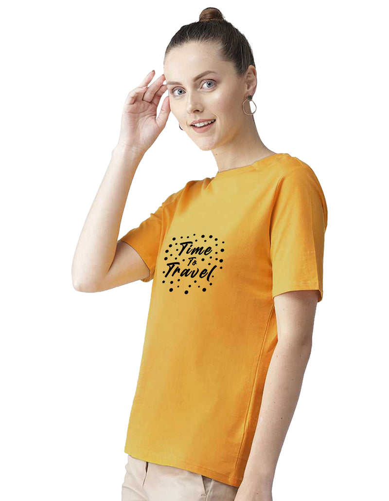 Time To Travel Printed Women T-Shirt