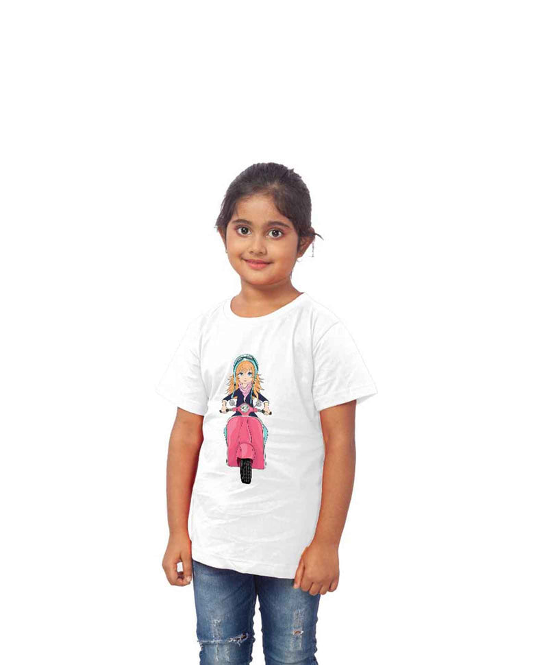 Scooter Girl Half Sleeves T-Shirt For Kids