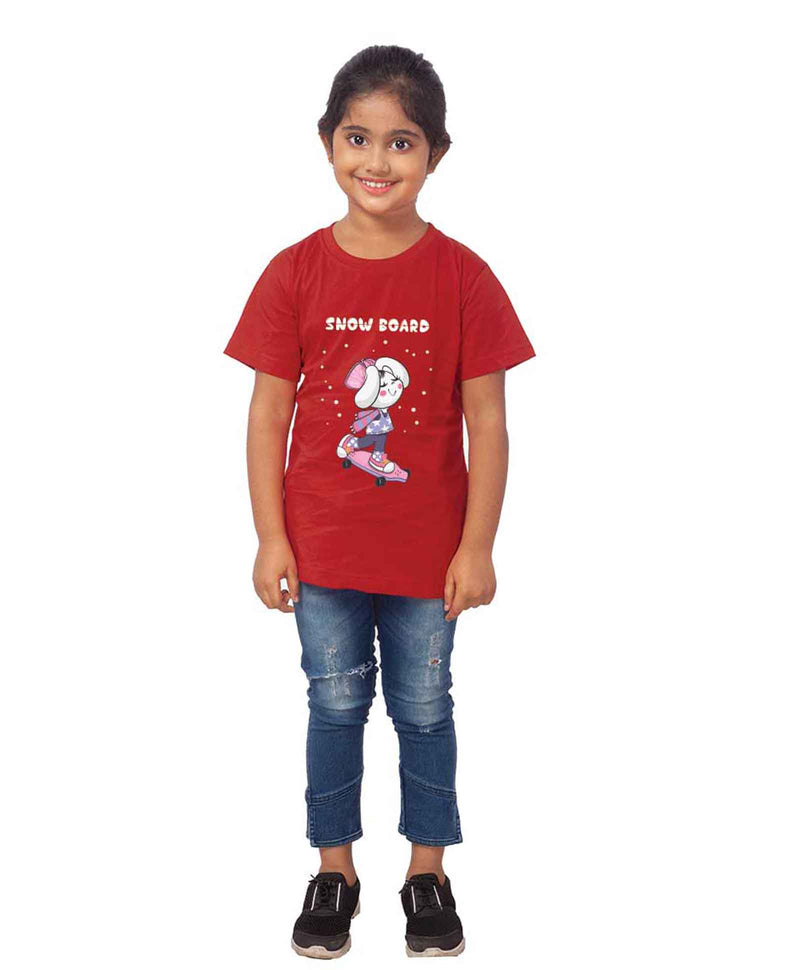 Snow Board Half Sleeves T-Shirt For Kids