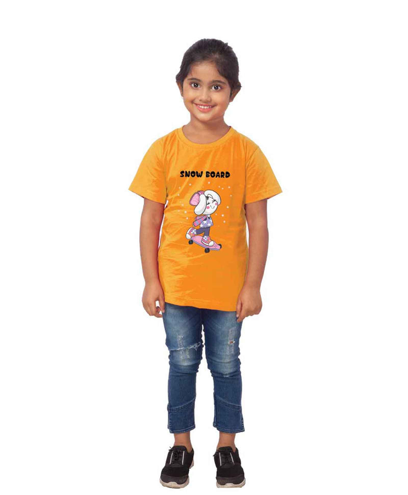 Snow Board Half Sleeves T-Shirt For Kids