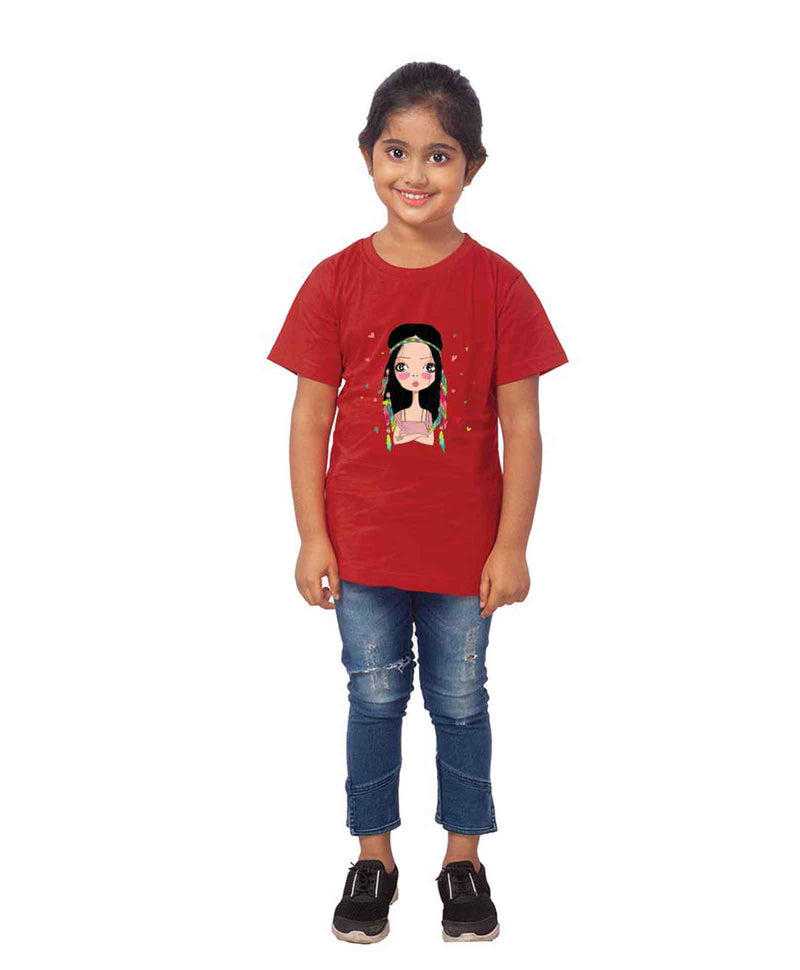 Tribal Girl Half Sleeves T-Shirt For Kids