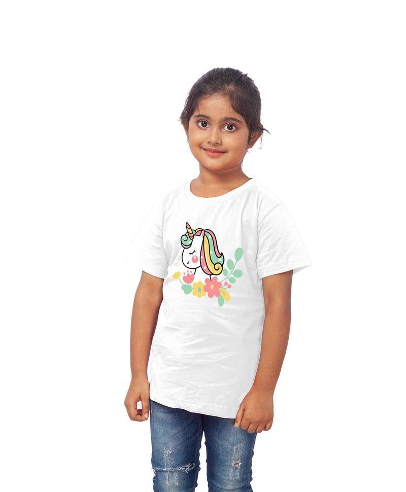 Unicorn Face Half Sleeves T-Shirt For Kids