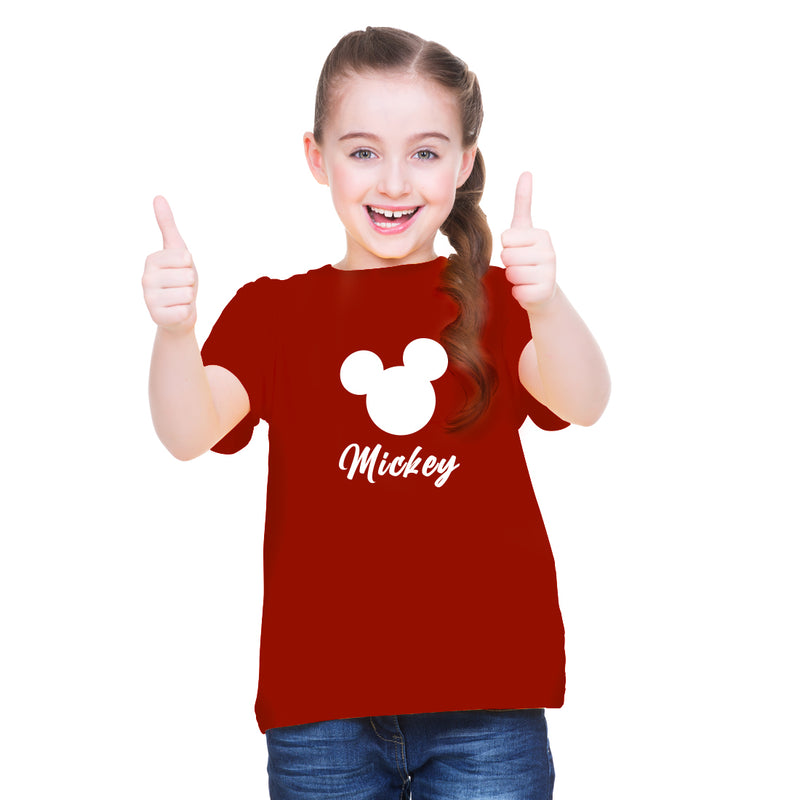 Mickey printed T-Shirts and Plain Shorts for Girls  - Multicolor