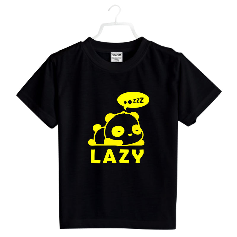 Lazy printed T-Shirts and Plain Shorts for Girls  - Multicolor