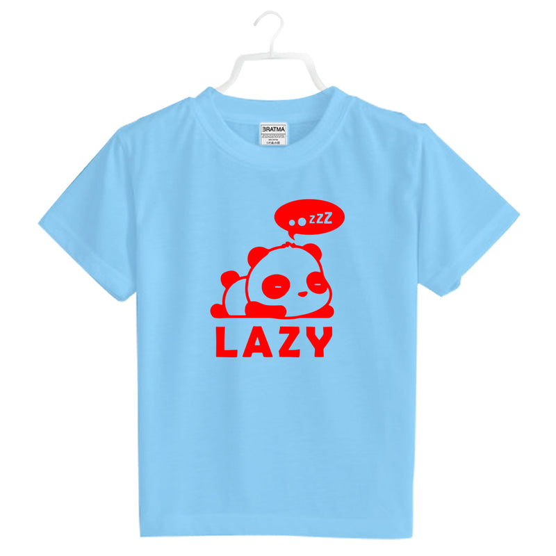 Lazy printed T-Shirts and Plain Shorts for Boys  - Multicolor