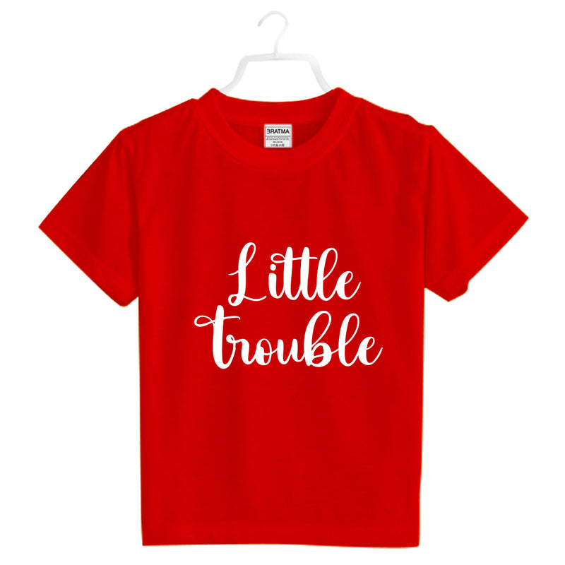 Little Trouble printed T-Shirts and Plain Shorts for Girls  - Multicolor