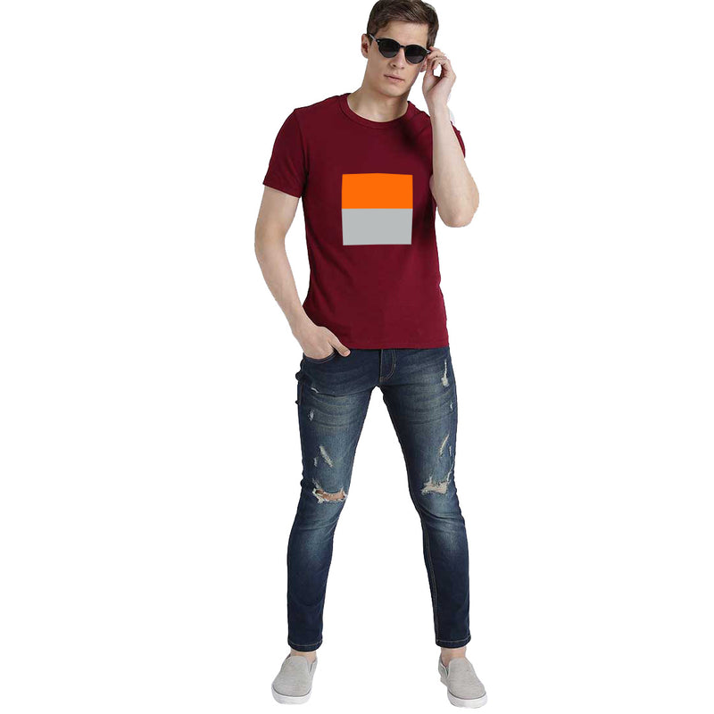Two Color Pattern Printed Men T-Shirt