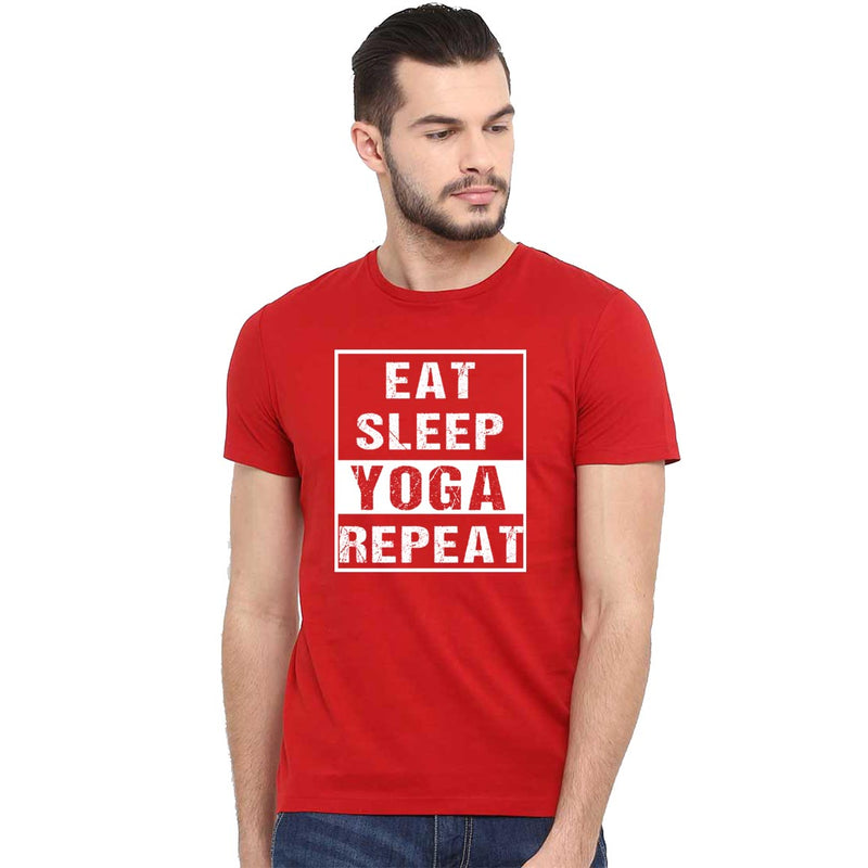 Eat Sleep Yoga Repeat Printed Men T-Shirt