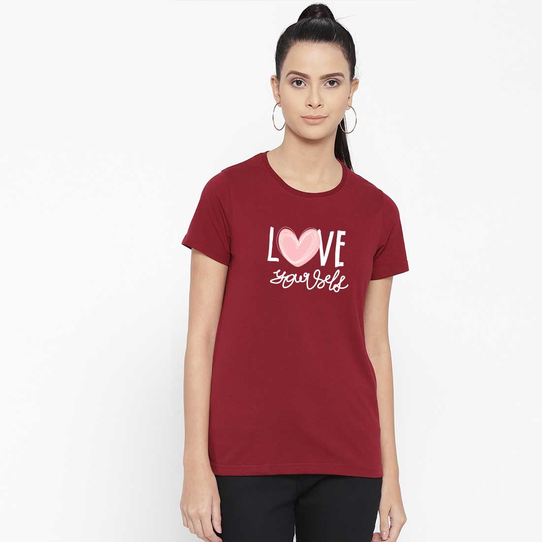 Love Yourself Maroon Women T-Shirt